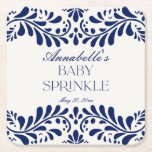 Blue Talavera Tile Spain Fiesta Baby Sprinkle Underlägg Papper Kvadrat<br><div class="desc">Alla kärlek en fiesta! Denna samling är en häpnadsväckande blandning av elegans och kulturarv, inspirerat av den traditionella mexikanska Talavera-plattan mönster. Den pulserande blå blommigten gräns utstrålar sofistikering och en aning festlig charm, skapar perfekt för din spanska eller mexikanska inspirerade firande. Oavsett om du är värd för en stor fiesta...</div>
