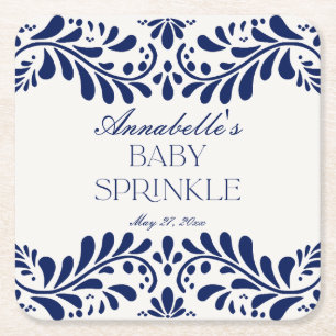 Blue Talavera Tile Spain Fiesta Baby Sprinkle Underlägg Papper Kvadrat