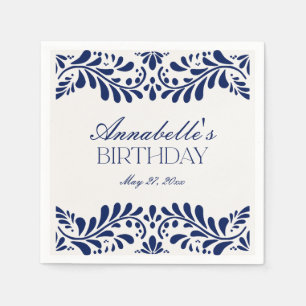 Blue Talavera Tile Spain Fiesta Birthday Pappersservett