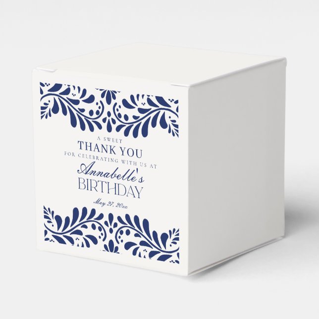 Blue Talavera Tile Spain Fiesta Birthday Presentaskar (Framsidan Sidan)