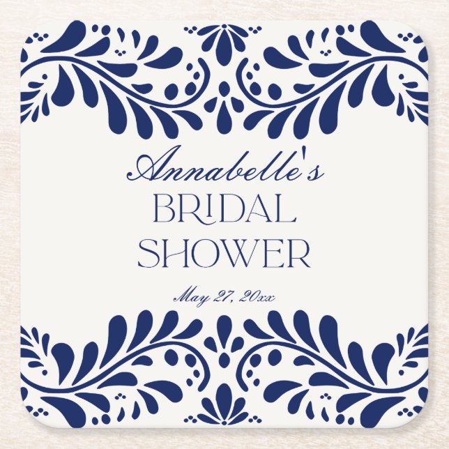 Blue Talavera Tile Spain Fiesta Möhippa Underlägg Papper Kvadrat (Framsidan)