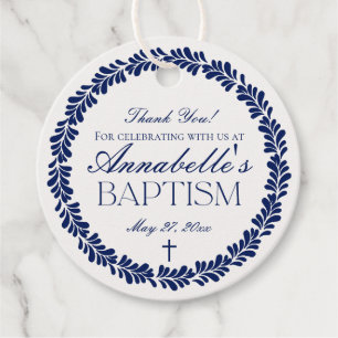 Blue Talavera Tile Spansk Fiesta Baptism Circle Gåvor Etiketter