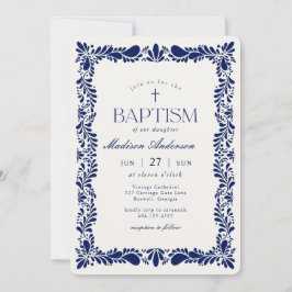 Blue Talavera Tile Spansk Fiesta Baptism Inbjudningar