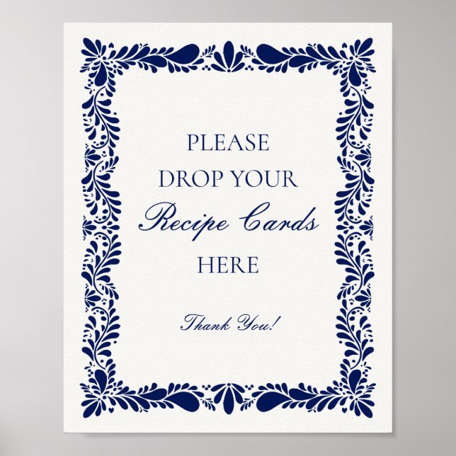 Blue Talavera Tile Spanska  en Recept-Möhippa Poster (Framsidan)