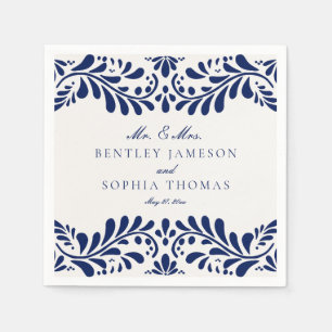 Blue Talavera Tile Spanska Stil Fiesta Bröllop Pappersservett