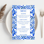 Blue Talavera Vintage Spanska plattor bröllop-meny<br><div class="desc">Blue Azulejo Talavera vintage Spanska elegant bröllop-menykortsmallen för mexikanska plattor,  vibrerande fet färg bröllop-meny personlig bröllopsdekoder för  för bröllopsmottagning</div>