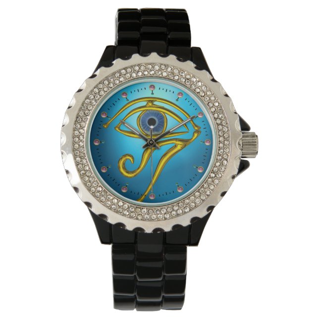 BLUE TALISMAN, GULD HORUS ÖGA Aqua Blue Armbandsur (Framsida)