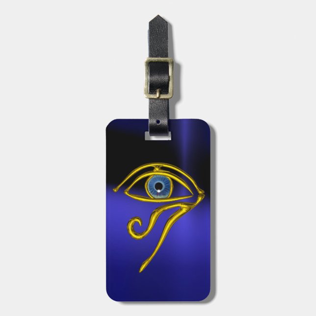 BLUE TALISMAN / GULD HORUS ÖGA BAGAGEBRICKA (Vertikal Framsida)