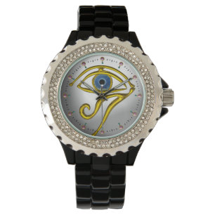 BLUE TALISMAN,GULD HORUS ÖGA Moonstone White Grått Armbandsur