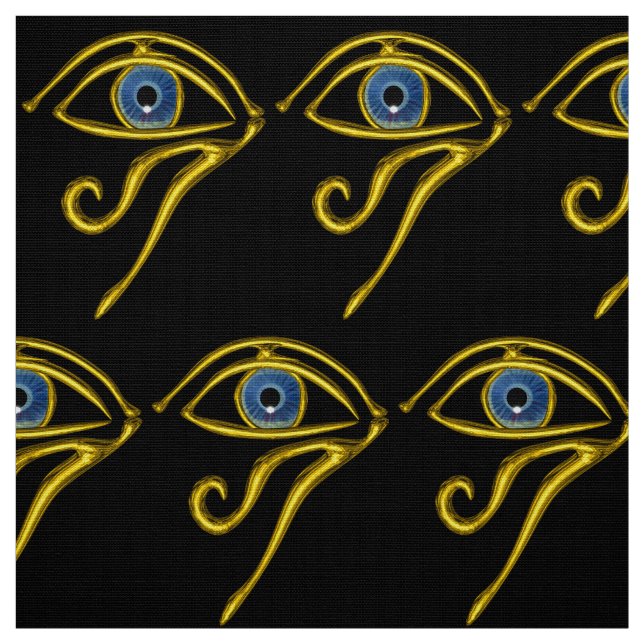BLUE TALISMAN HORUS ÖGA Guld Black Egyptian Mönste Tyg (Provkarta)