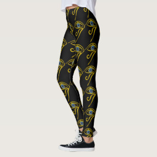 BLUE TALISMAN,HORUS ÖGA Guld Black Mönster Leggings