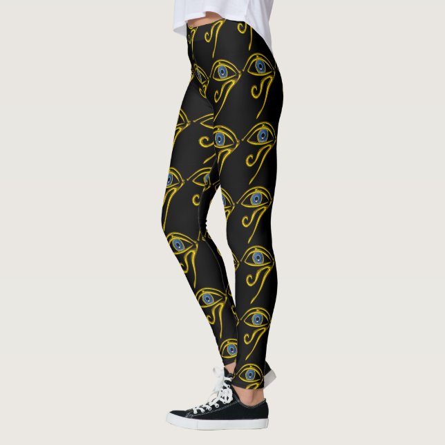 BLUE TALISMAN,HORUS ÖGA Guld Black Mönster Leggings (Vänster)