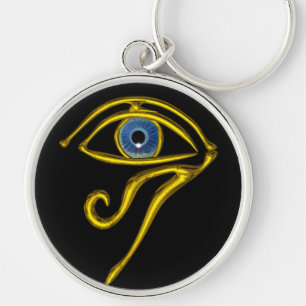 BLUE TALISMAN/ÖGA AV HORUS,Svart Rund Silverfärgad Nyckelring