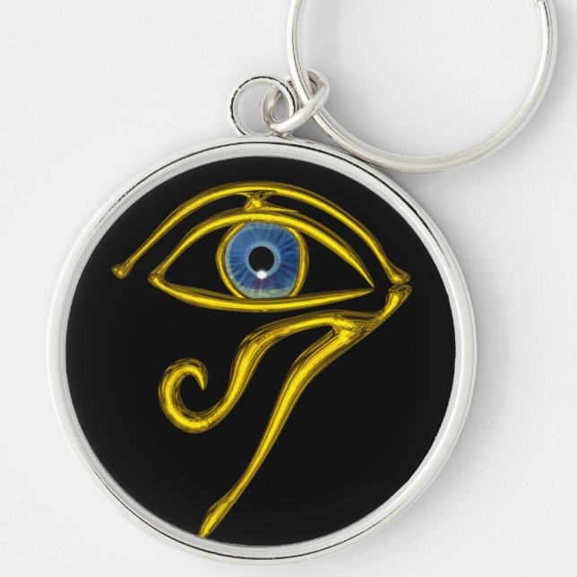 BLUE TALISMAN/ÖGA AV HORUS,Svart Rund Silverfärgad Nyckelring (Framsidan)