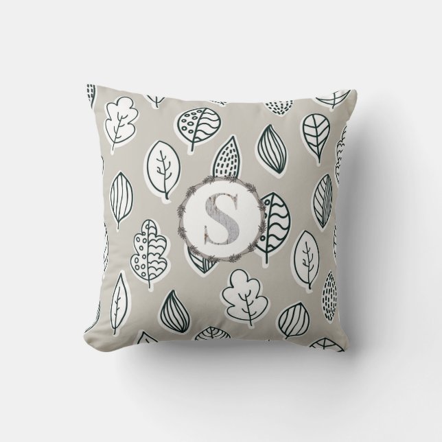 Blue Tan Farmhouse Vintage Land Monogram Cute Kudde (Framsida)