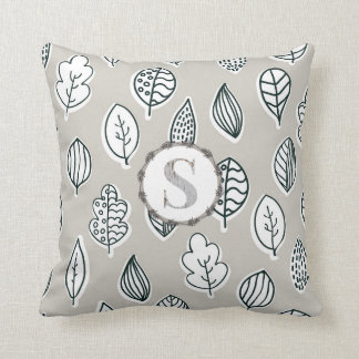 Blue Tan Farmhouse Vintage Land Monogram Cute Kudde