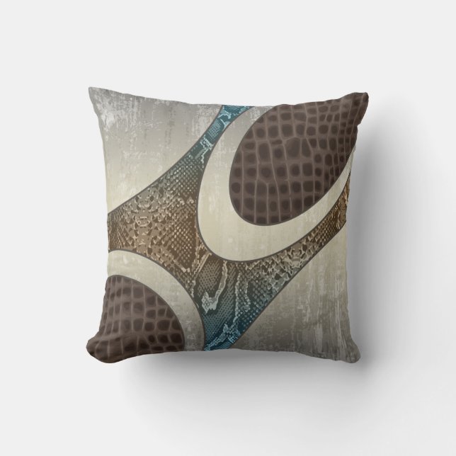 Blue&Tan kudder det abstrakt Snakeskin Croc Kudde (Framsida)