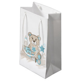 BLUE & TAN POJKE NALLE BLOCKS FLASKA
