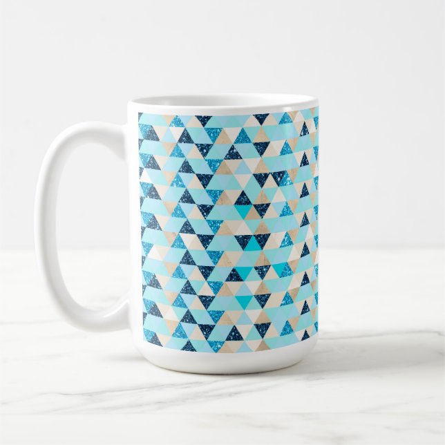 BLUE TAN WHITE GLITTER LOOK WINTER MÖNSTER KAFFEMUGG (Vänster)
