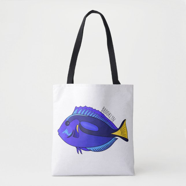 Blue tang fish cartoon illustration tygkasse (Framsida)
