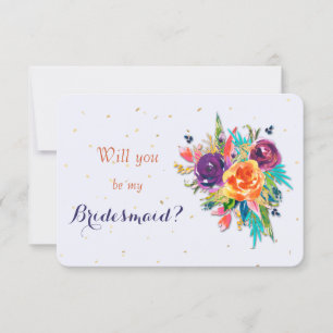 Blue Tangerine Blommigt blir min bridesmaid Inbjudningar
