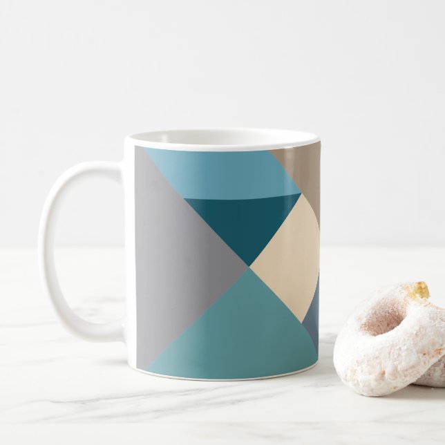 Blue Tangram Mönster Kaffemugg (Med munk)