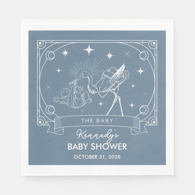 Blue Tarot Baby Shower Napkin Pappersservett (Framsidan)