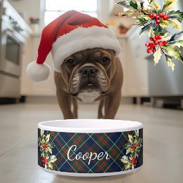 Blue tartan Plade jul Holly Namn hund