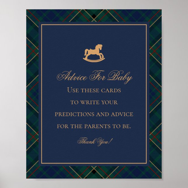 Blue Tartan Plaid Classic Rocking Advice for Baby Poster (Framsidan)