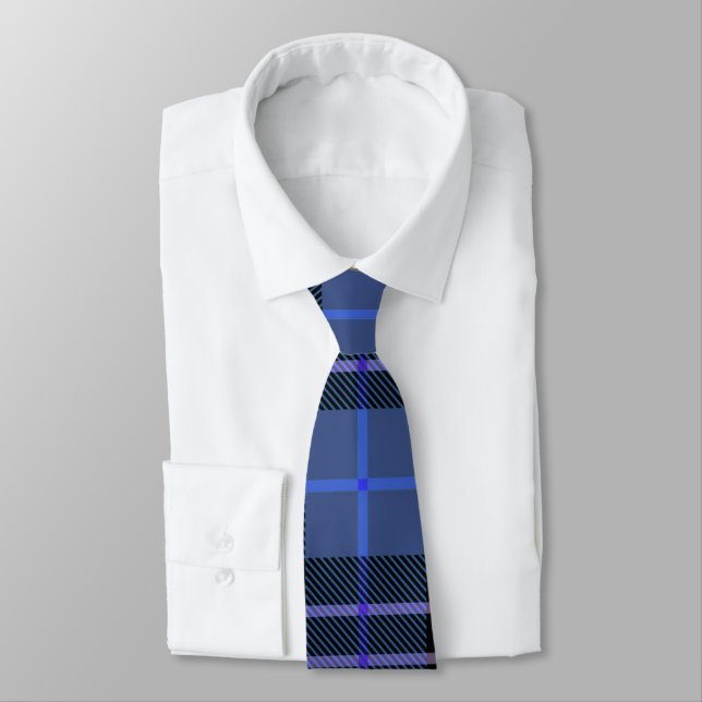 Blue Tartan Play Neck Tie Slips (Bunden)