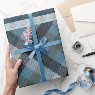 Blue Tartan Wrapping Papper Presentpapper