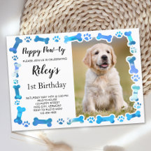 Blue Tass avtryck Bones Puppy Hund Birthday