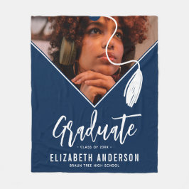 Blue Tassel Cap Photo Studenten Fleecefilt