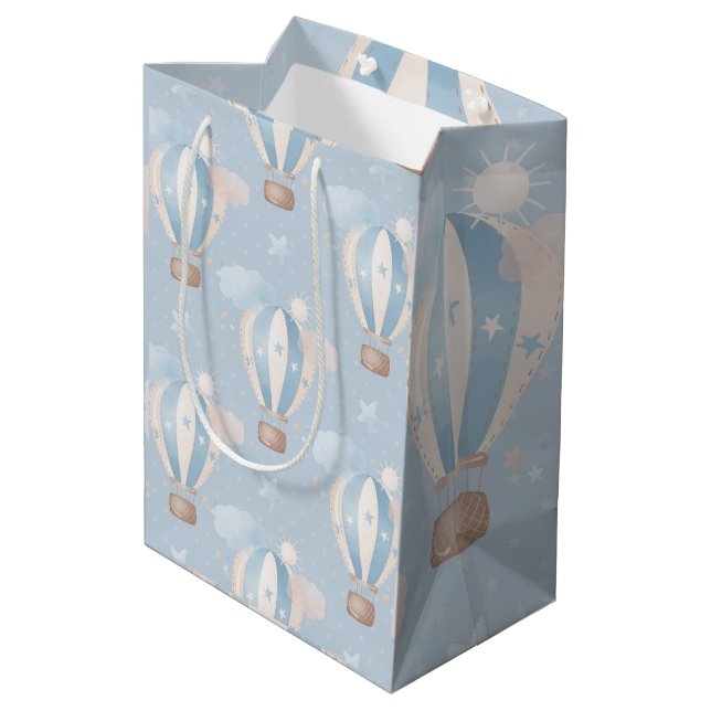Blue Taupe Luft Balloons Stars Clouds Boy Shower (Baksidan Vinklad)