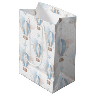 Blue Taupe Luft Balloons Stars Clouds Boy Shower