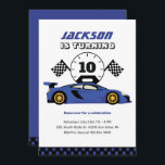 Blue Tävla Car Tävling Kids Boys Birthday Inbjudningar<br><div class="desc">För barn för rutdesign,  pojkar eller flickor som kör bil,  tävla för kärlek,  sportbil,  hastighet och bil för leksak. Perfekt för födelsedagsfest av byggtema. Du kan anpassa ordalydelsen så att den passar för andra tillfällen.</div>