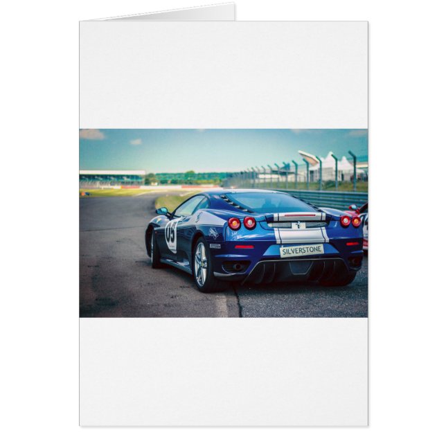 Blue Tävling-bil Hälsningskort (Framsidan)