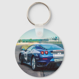 Blue Tävling-bil Nyckelring