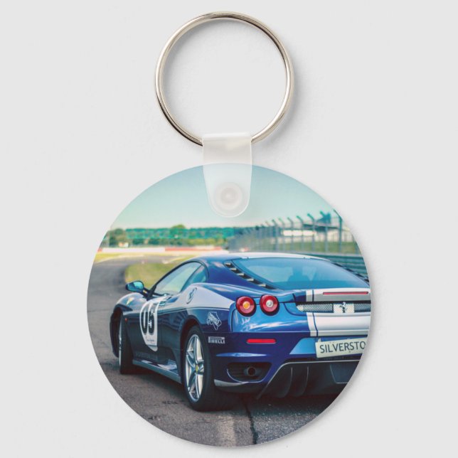 Blue Tävling-bil Nyckelring (Framsida)