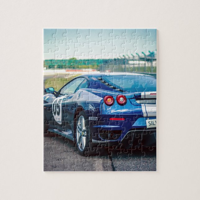 Blue Tävling-bil Pussel (Vertikal)