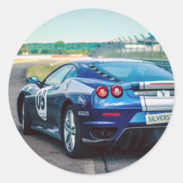 Blue Tävling-bil Runt Klistermärke