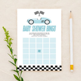Blue Tävling Car Bingo Baby Shower Game