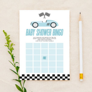 Blue Tävling Car Bingo Baby Shower Game