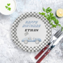 Blue Tävling Car Fast ONE Boy Birthday