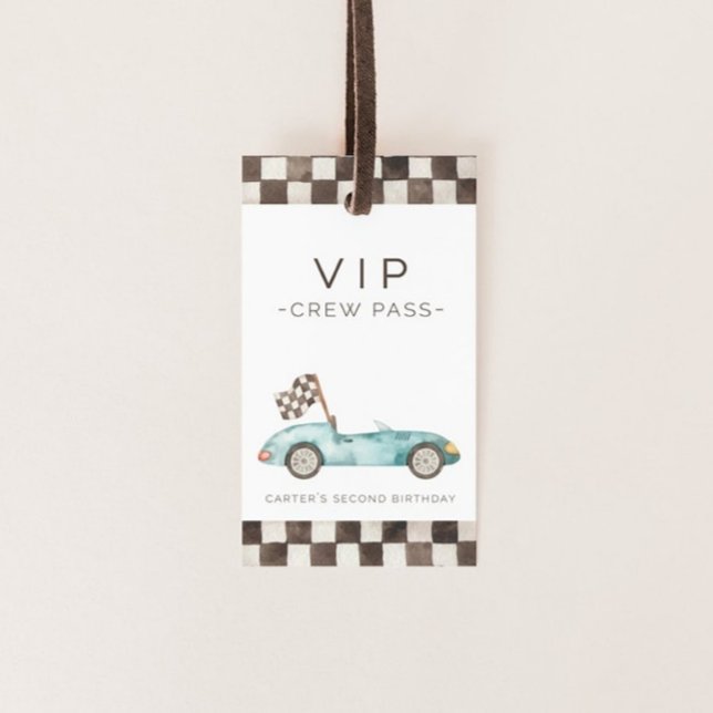 Blue Tävling Car Funny Presentetikett (Skapare uppladdad)