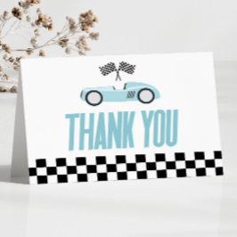 Blue Tävling Car Racecar Baby Shower Tack Kort