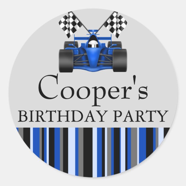 Blue Tävling Car Sticker Runt Klistermärke (Framsida)