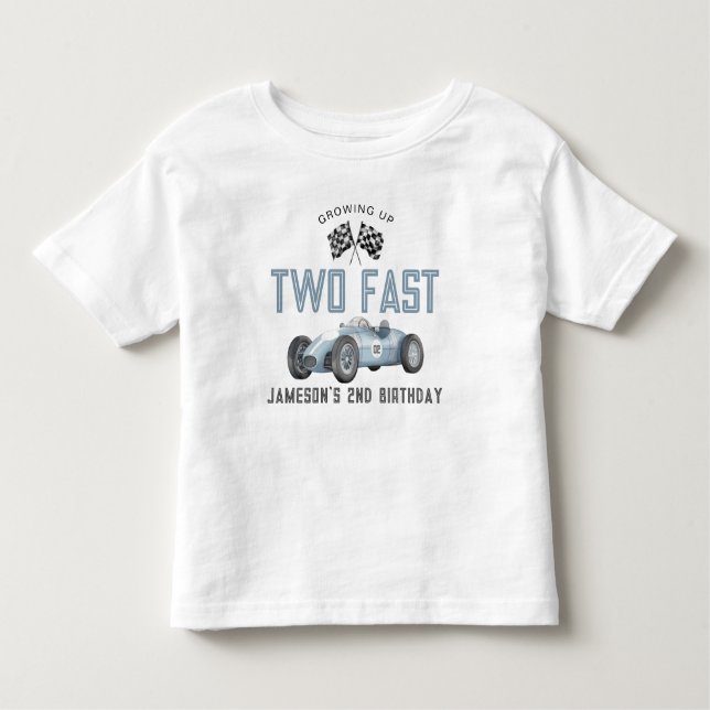 Blue Tävling Car Two Fast Birthday Boy Shirt T Shirt (Framsida)