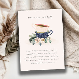 Blue Tea Kopp Blommigt Bokar för babyskor Tilläggskort