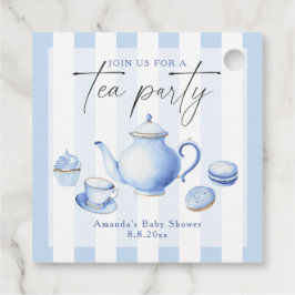 Blue Tea Party Baby Shower Gåvor Etiketter